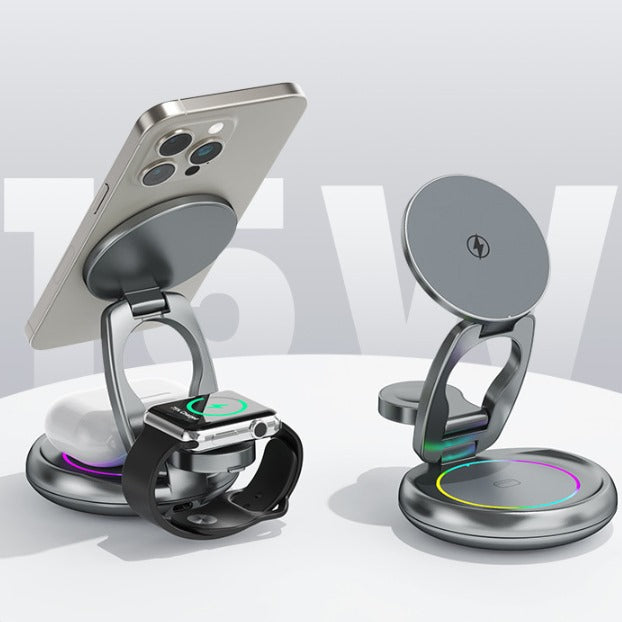 Metal 3 In 1 Wireless Rotatable Charger Bracket