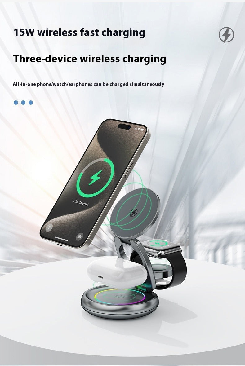 Metal 3 In 1 Wireless Rotatable Charger Bracket